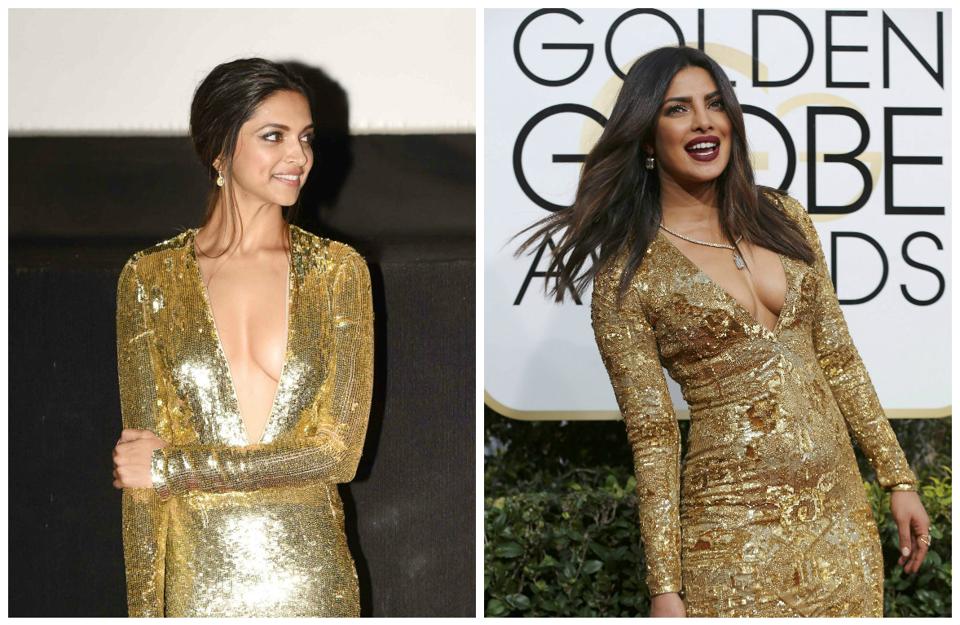 deepika padukone or priyanka chopra who wore the sparkly gown better hollywood hindustan times